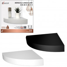 MENSOLA ANGOLARE CM.24X24X3,8 BIANCA/NERA (6pz)